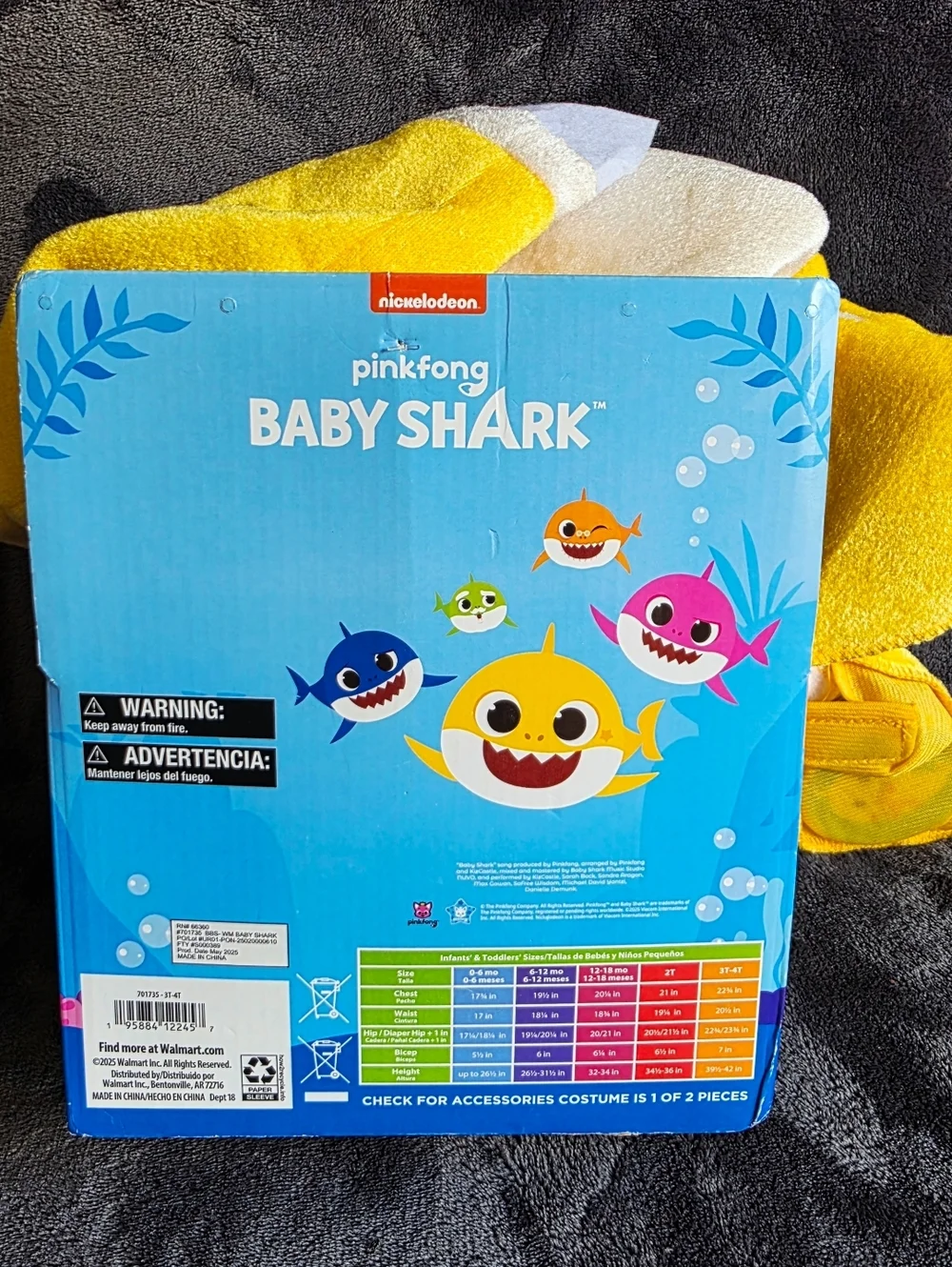 New Baby Shark Deluxe Yellow neutral gender Boy Girl Toddler Halloween Costume